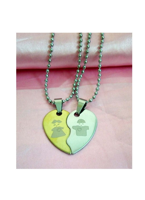 Two Pieces Couple Heart Shape Necklace by Menjewell 